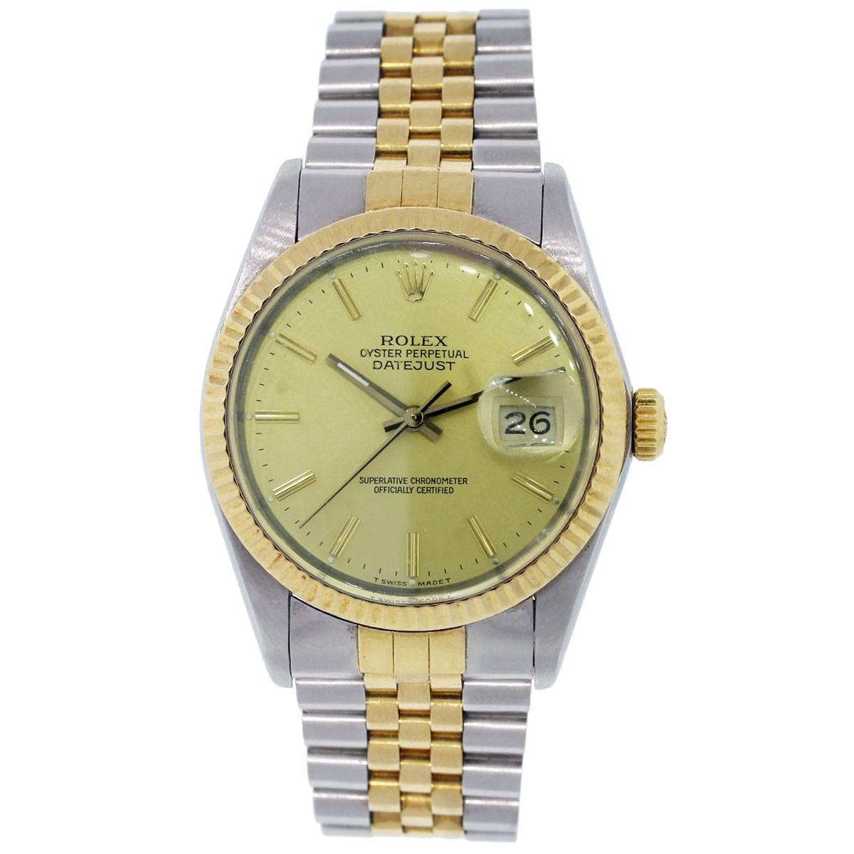Rolex yellow gold stainless steel Datejust Champagne Dial automatic 