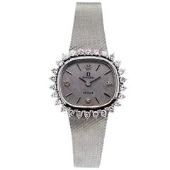 Omega lady's White Gold Diamond Dial De Ville Wristwatch