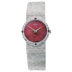 Piaget White Gold diamond ruby bezel Wristwatch