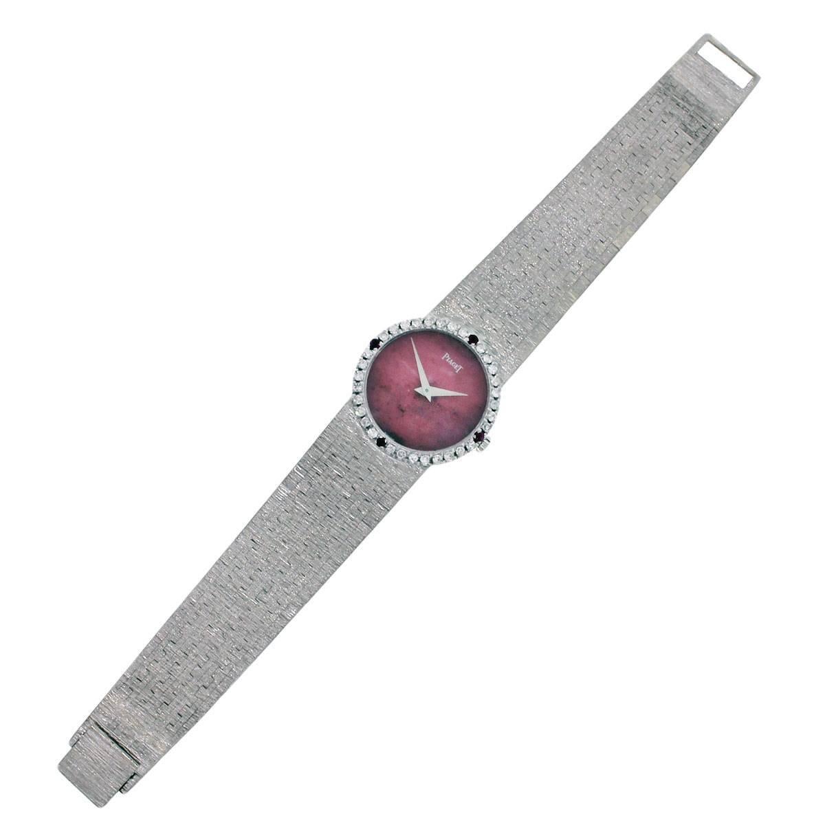 Piaget White Gold diamond ruby bezel Wristwatch In Excellent Condition In Boca Raton, FL