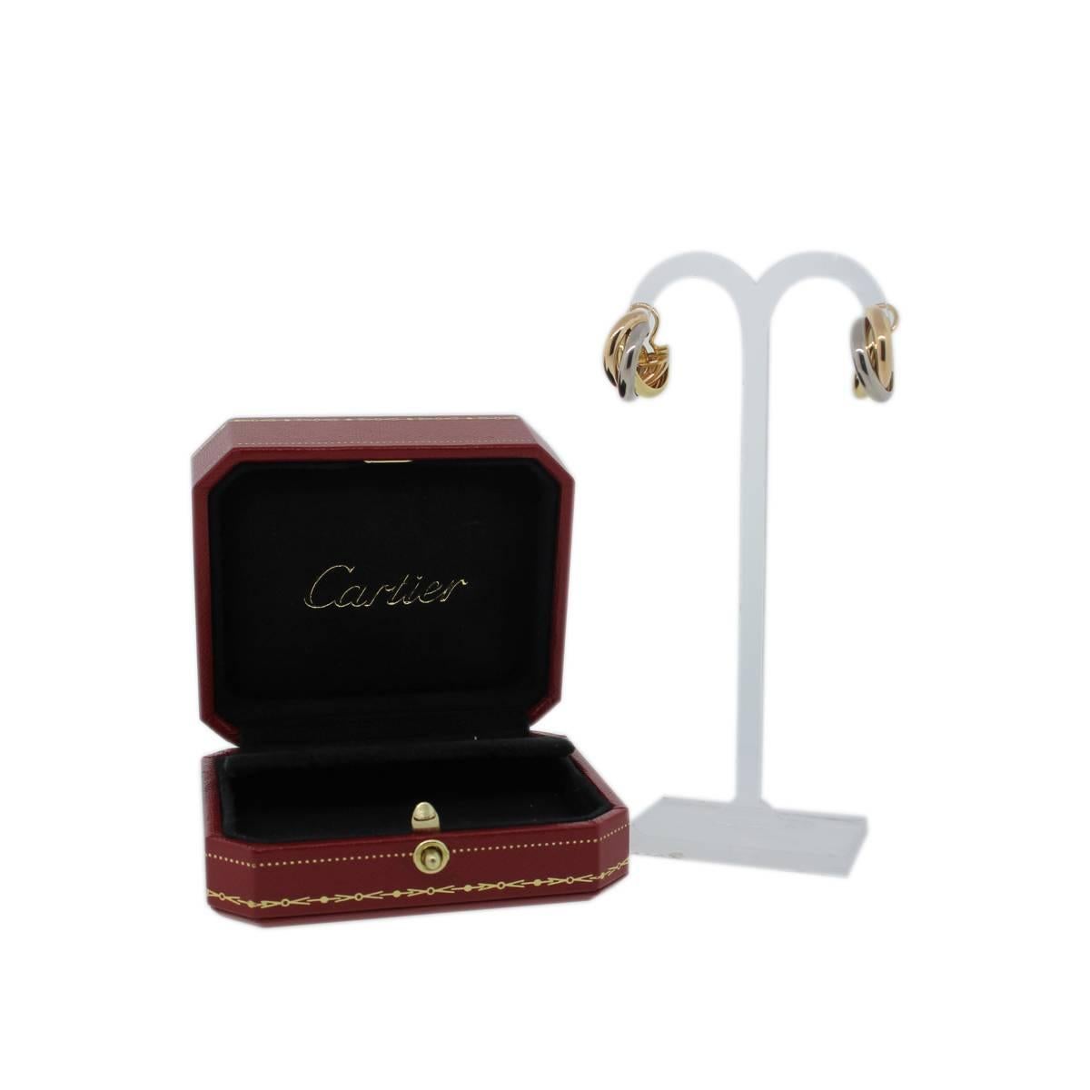 Women's Cartier Tricolor Gold Trinity J Hoop Earrings