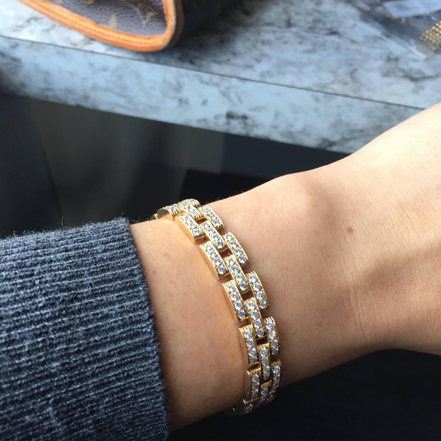 Women's Cartier Maillon Panthere Diamond Gold Bracelet