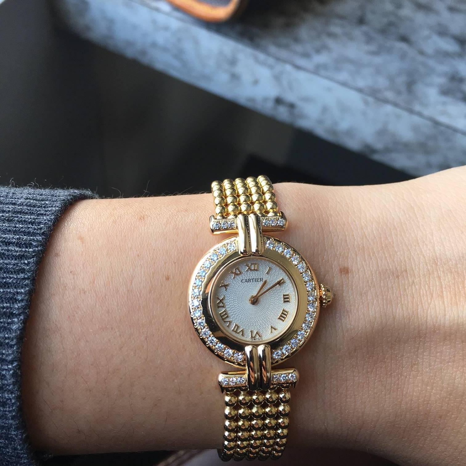 Women's Cartier Lady's Yellow Gold Diamond Bezel Rivoli Quartz Wristwatch