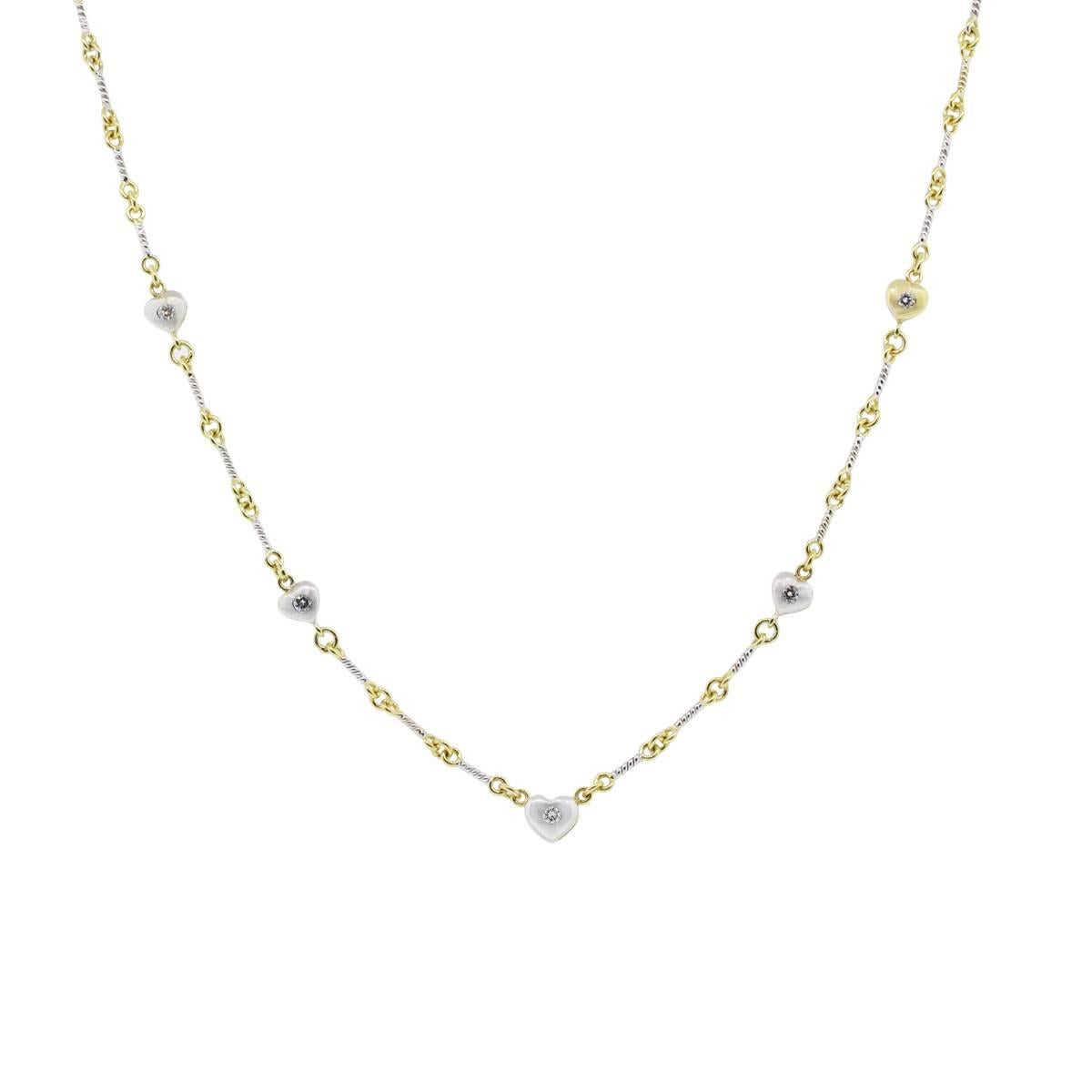 Designer: Gregg Ruth
Style: 18k Two Tone 0.40ctw Diamond Heart Stationary Necklace
Length: Necklace is 19