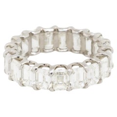 Natural 8.97 Carat Emerald Cut Diamond 14-Karat Eternity Band In Stock