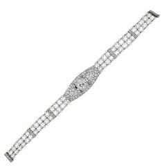Pearl and 3.58 Carats Diamonds Platinum Bracelet
