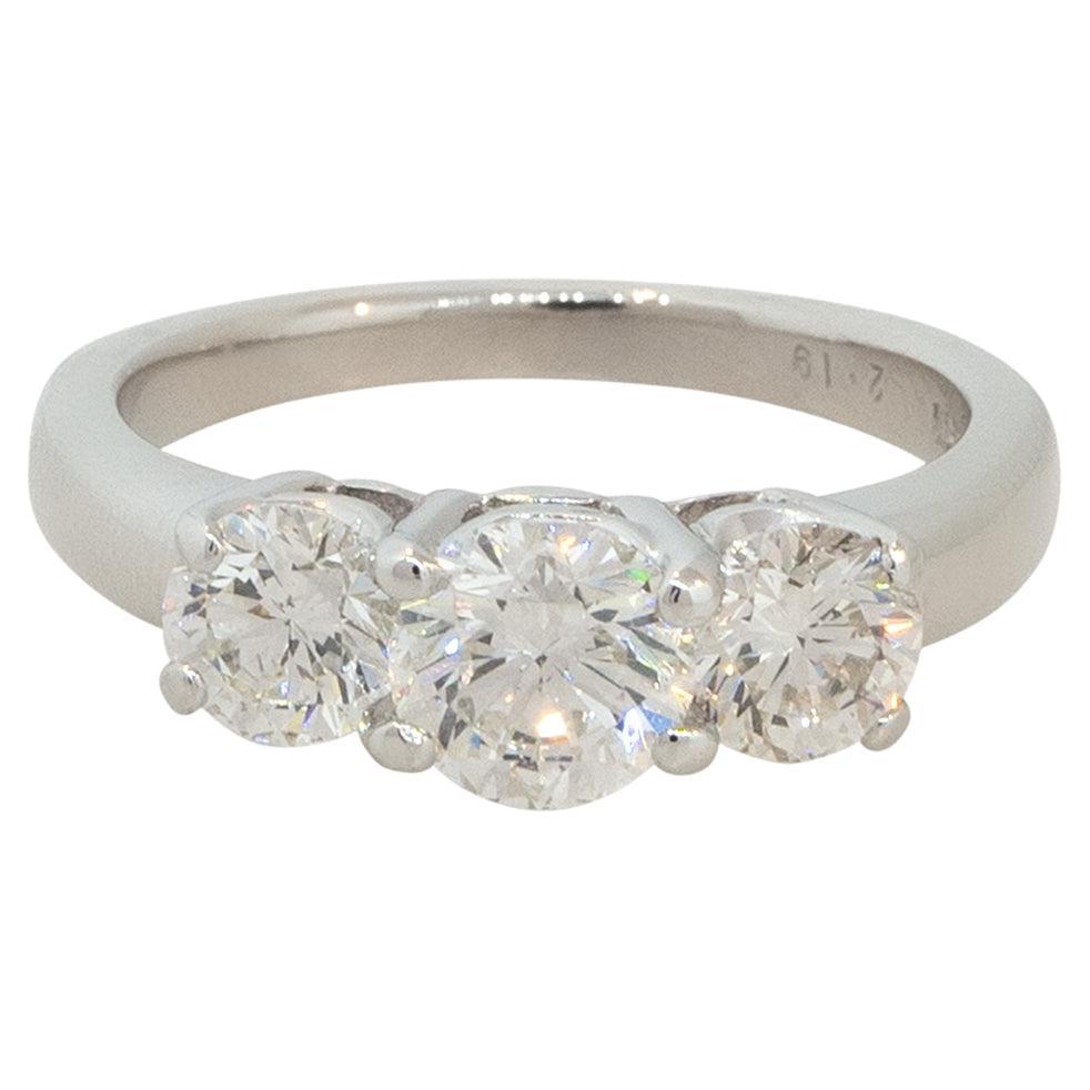 2.19 Carat 3 Stone Diamond Engagement Ring Platinum in Stock For Sale