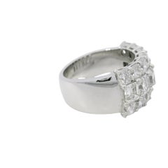 18k White Gold Natural 6.11 Carat Round & Emerald Cut Half-Way Diamond Ring