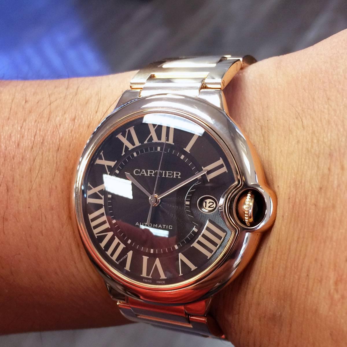 Women's or Men's Cartier Rose Gold Ballon Bleu Chocolate Dial Automatic Wristwatch