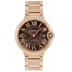 Cartier Rose Gold Ballon Bleu Chocolate Dial Automatic Wristwatch