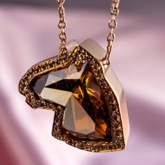 GIA 14k Rose Gold Natural 4.06 Carat Horse Diamond Halo Pendant Necklace