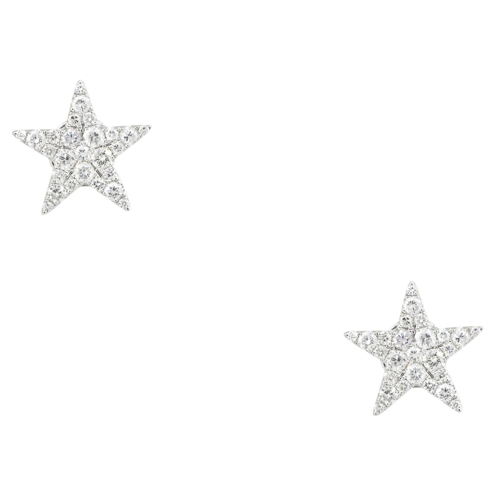 Orecchini a stella con diamante Pave da 0,76 carati 18 carati In magazzino