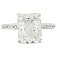 GIA Certified 5.53 Carat Radiant Cut Diamond Engagement Ring 18 Karat in Stock