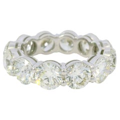 18k White Gold Natural 8.47 Carat Round Brilliant Diamond Eternity Ring