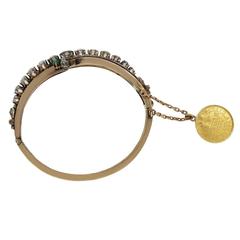 Antique Diamond Emerald Coin Bracelet