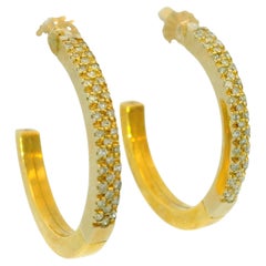 0.50 Quilates Diamante Redondo Corte Brillante Pendientes de Aro 14 Kilates En Stock