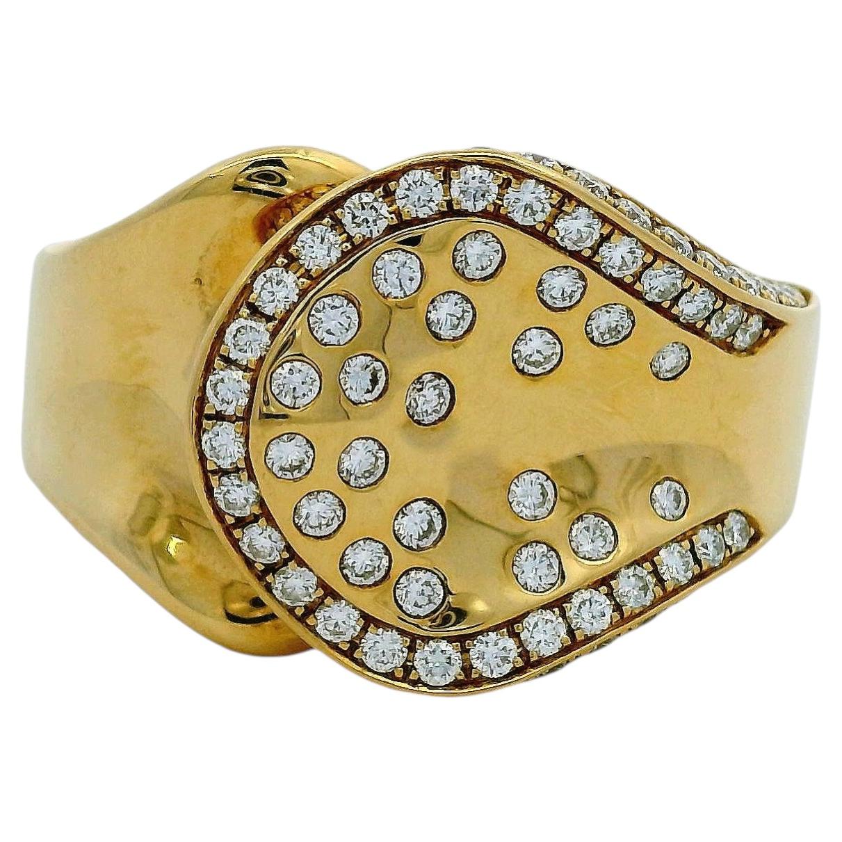 Anello Kat Florence in oro giallo 18k con diamanti taglio brillante rotondo da 0,60 carati disposti a spruzzo