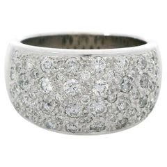 14K White Gold Natural 1.0 Carat Diamond Pave Ring