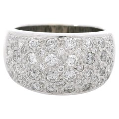 14K White Gold Natural 1.0 Carat Diamond Pave Ring
