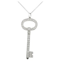 Tiffany & Co. Natural 0.58 Carat Diamond Oval Key Platinum Necklace In Stock