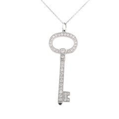 Tiffany & Co. Natural 0.58 Carat Diamond Oval Key Platinum Necklace In Stock