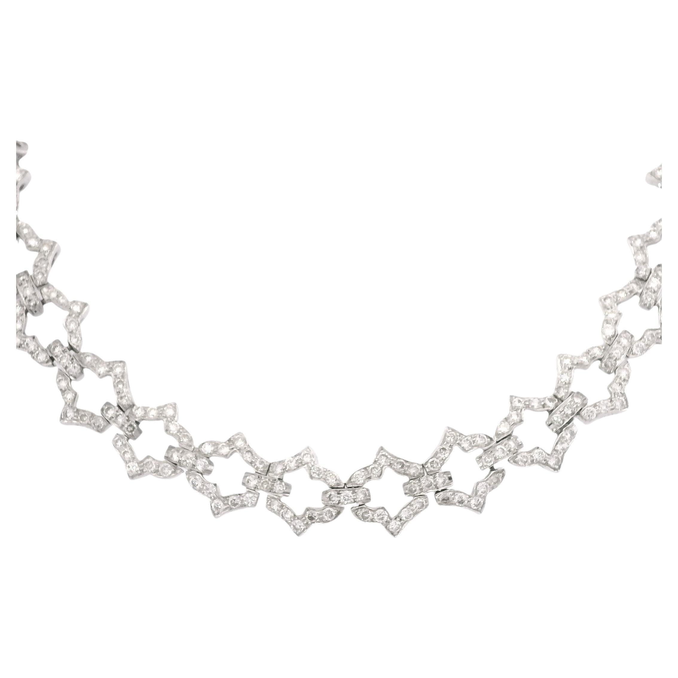 Collana A Link in oro bianco 18k con diamanti naturali da 6,24 carati taglio brillante rotondo