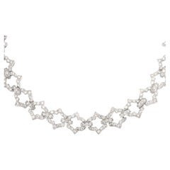 18k White Gold Natural 6.24 Carat Round Brilliant Cut Diamond Link Necklace