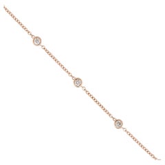 14k Rose Gold Natural Round Brilliant Bezel Set Diamonds By The Yard Bracelet