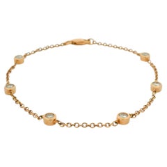 14k Rose Gold Natural Round Brilliant Bezel Set Diamonds By The Yard Bracelet