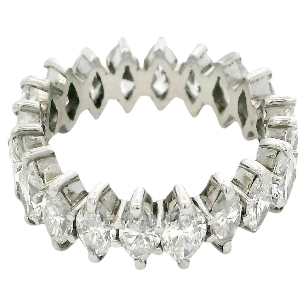 Bague éternité en or blanc 14 carats, sertie d'un diamant naturel de 3,0 carats à taille marquise
