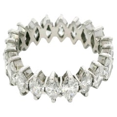 14k White Gold Natural 3.0 Carat Marquise Cut Diamond Eternity Ring