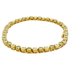14k Yellow Gold Natural 3.0 Carat Round Diamond Half Bezel-Set Tennis Bracelet
