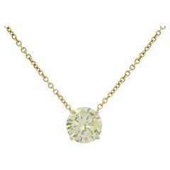Natural 2.79 Carat Round Brilliant Diamond 14-Karat Floating Necklace In Stock