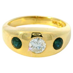 14k Yellow Gold Natural 0.50 Carat Diamond & 0.50 Carat Sapphire 3-Stone Ring