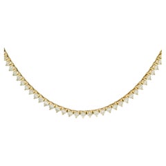 14k Yellow Gold 4.79 Carat Round Brilliant Cut Diamond 3-Prong Tennis Necklace