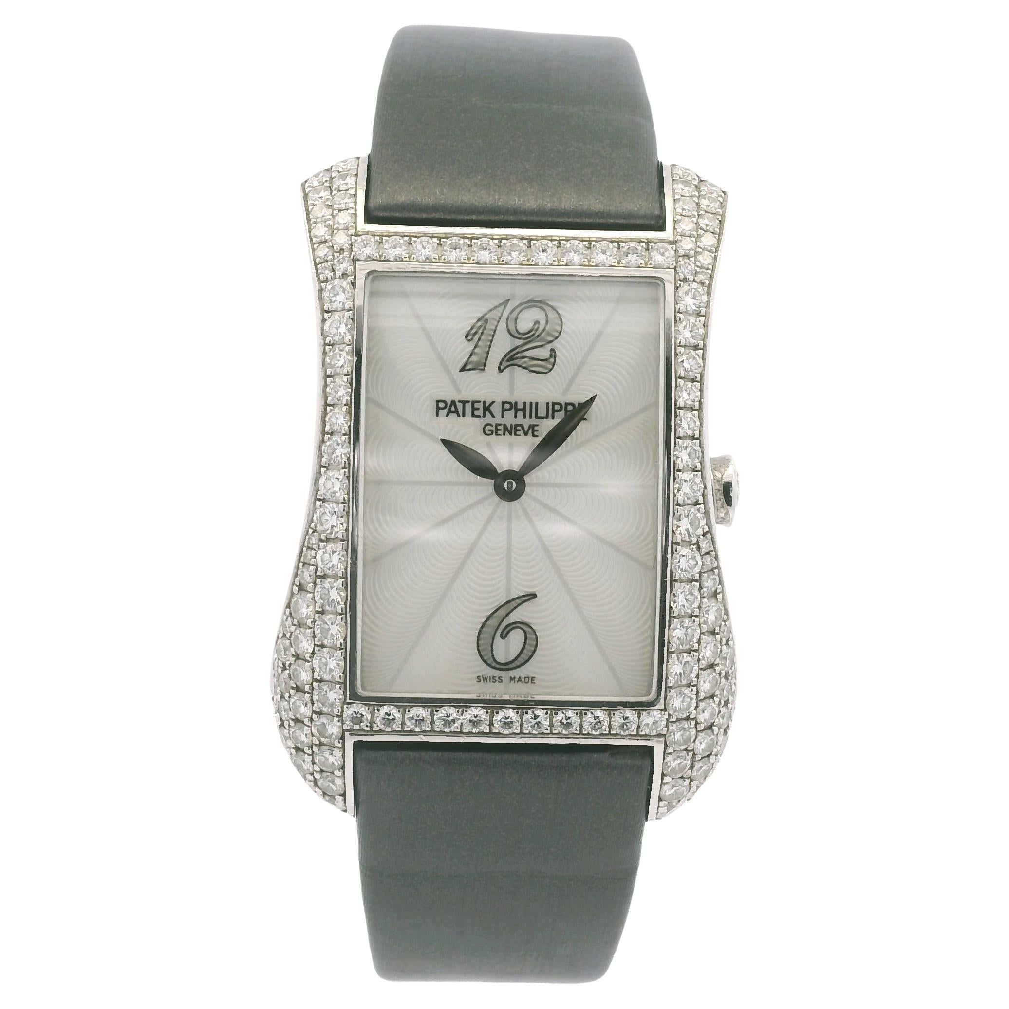 Patek Philippe 4973G Gondolo 18k White Gold Pave Diamond Ladies Watch In Stock