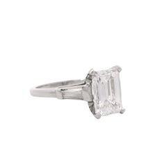 GIA Anillo de compromiso de platino con diamante natural talla esmeralda de 2,38 quilates y piedra lateral