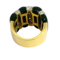18k Yellow Gold Onyx & Natural Round Brilliant Diamond Station Cocktail Ring