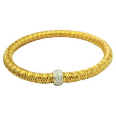 Roberto Coin 18k Yellow Gold Primavera Diamond Weave Bangle Bracelet
