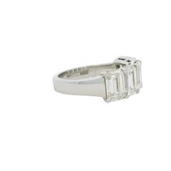 GIA 18k White Gold Natural 5.01 Carat Emerald Cut Diamond 5-Stone Eternity Ring