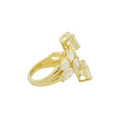 GIA 18k Yellow Gold Asscher Cut Diamond Multi-Stone Bypass Ring