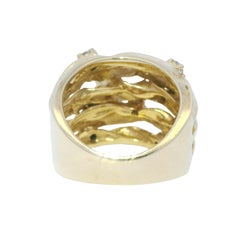 D'ORO by Effy 14k Yellow Gold Natural Diamond Wide Textured Ring