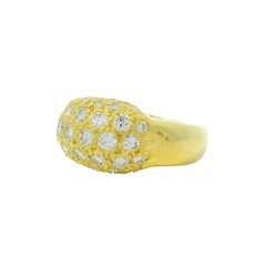 18K Yellow Gold Natural 1.56 Carat Diamond Pave Dome Ring