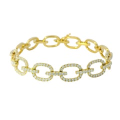 Bracciale a maglie ovali in oro giallo 18 carati con diamanti naturali rotondi