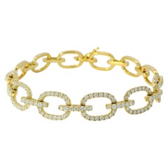 Bracciale a maglie ovali in oro giallo 18 carati con diamanti naturali rotondi