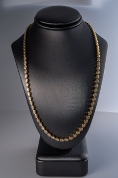 18k Yellow Gold Natural 3.68 Carat Diamond Bezel Set Halfway Tennis Necklace