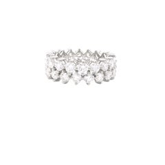 Anello Eternity a doppia fila in oro bianco 14 carati con diamante rotondo naturale da 4,50 carati
