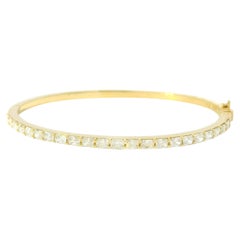 14K Yellow Gold Natural 2.14 Carat Radiant Diamond Bangle Bracelet
