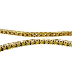 14K Yellow Gold Color Treated Greenish/Yellowish Round Diamond Tennis Bracelet