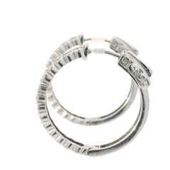 14K White Gold Natural 1.15 Carat Round Brilliant Diamond Bezel Set Hoops